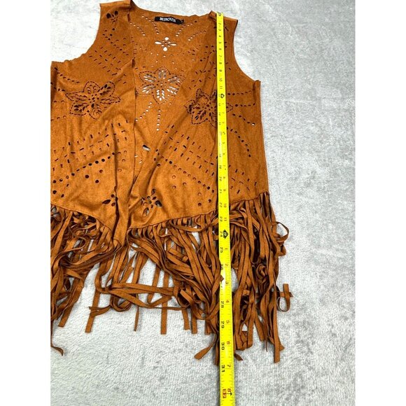 Relish Noless Faux Suede Fringe Vest Womens Small Brown Open Front Hippie - Picture 6 of 9